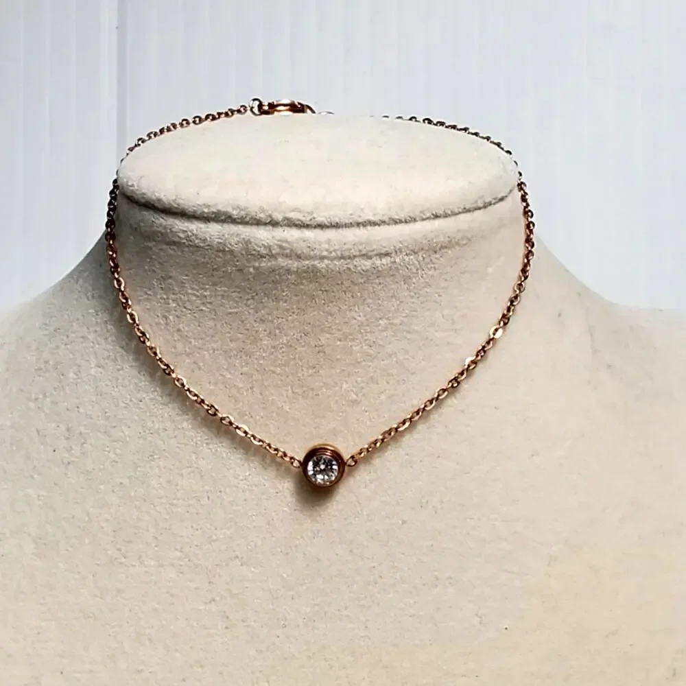 18k GP Bracelet Clear Rhinestone Dainty Minimalist 10